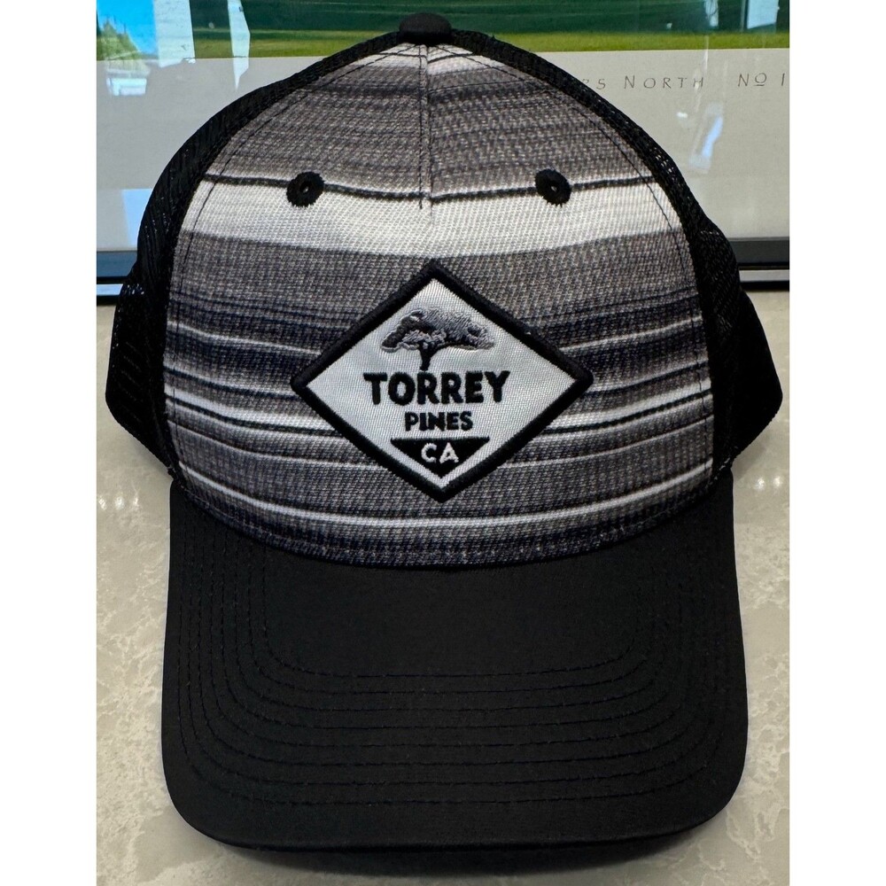 Torrey Pines Golf Course -  Ahead Golf Trucker Hat - Men's Adjustable - Black